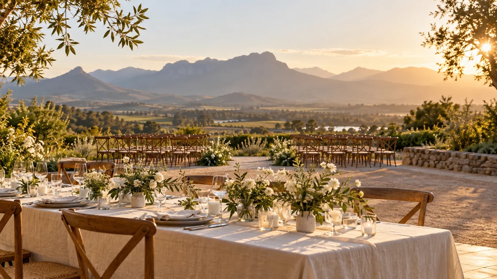 AI generated ceremony and reception inspiration for wedding packages in the Western Cape